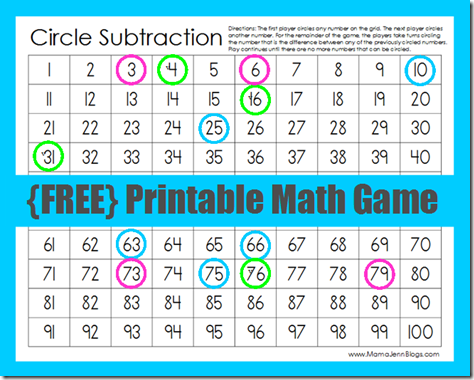 Circle Subtraction Math Video game Mama Jenn picture relating to Printable Subtraction Games called Circle Subtraction Math Sport Mama Jenn